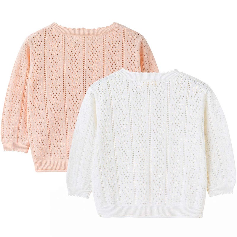 Simplee kids Baby Girl Thin Sweater Solid Cardigans Baby Girls Long Sleeve Coat Cardigan for Spring 3-6 Months - Image 2